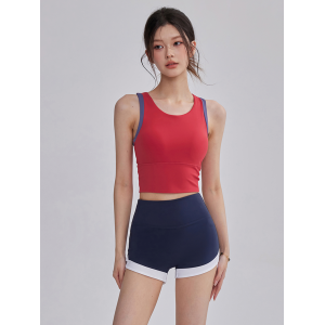 新款撞色健身瑜伽服套装女一体式运动背心跑步训练两件套