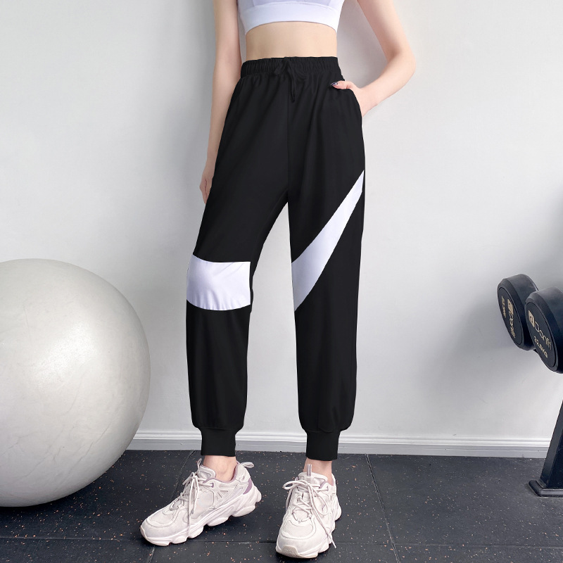 运动长裤女夏时尚薄款宽松运动裤透气长款束脚跑步训练健身裤